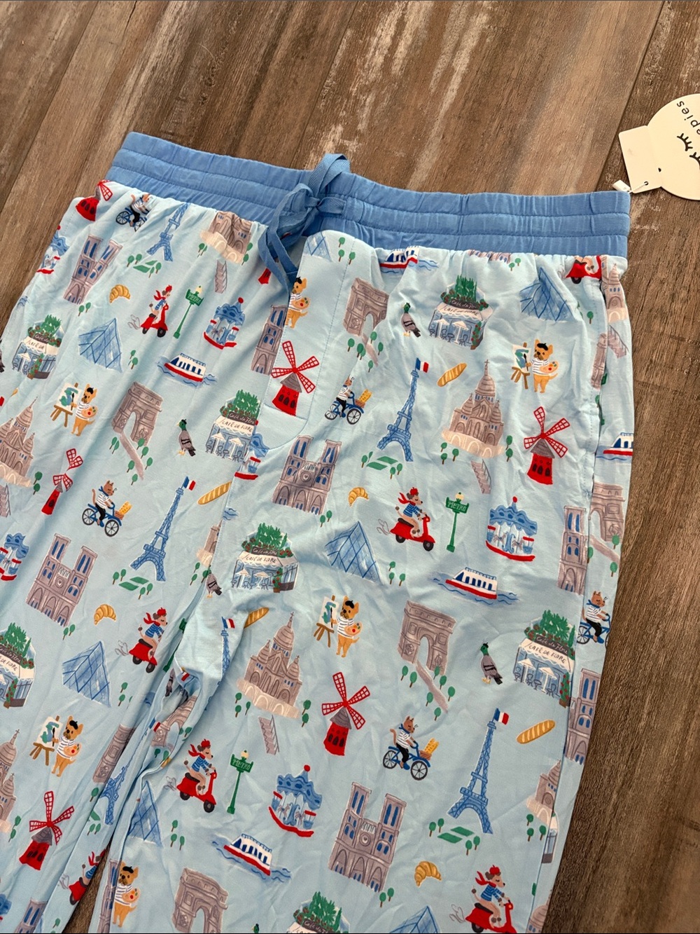 Little sleepies adult pajamas pants bottoms Blue Weekend In Paris Large NEW - Picture 2 of 3